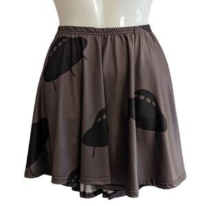 Cow Cow Gray Black UFO Aliens Stretchy Elastic Waist Above Knee Skater Skirt XL